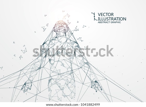 ネットから飛び出した男 ネットワーク接続がベクターイラストに変わった のベクター画像素材 ロイヤリティフリー