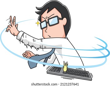 Un hombre que golpea fuerte el teclado