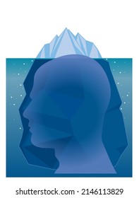 Un hombre que imagina la punta del iceberg y la psicología profunda 