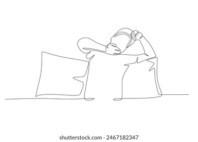 The man who just woke up. Waking up in the morning concept one-line drawing