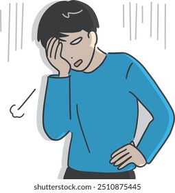 A man who looks very disappointed with his hand on his face