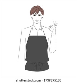 A man who makes a circle with his fingers and smiles