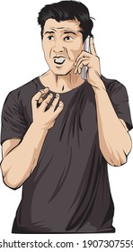 a man who is on the phone in panic