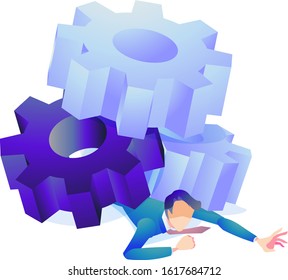 A man who is overworked due to a difficult system.