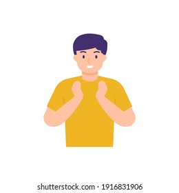 un hombre que está rezando. pide algo. las manos arriba. ilustraciones de las expresiones faciales de las personas. estilo plano. diseño vectorial