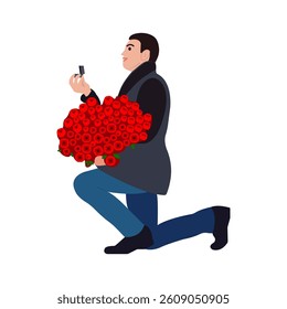 Man who is proposing to her. Isolated. Vector illustration. Person. People.