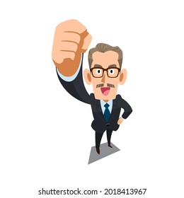 A man who raises his fist