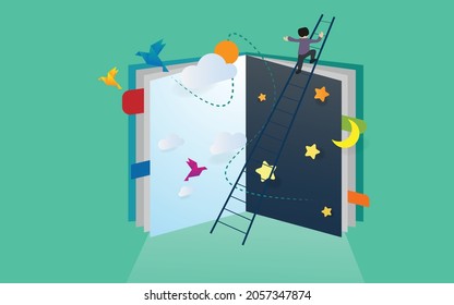 man who reach origami. education concept.   