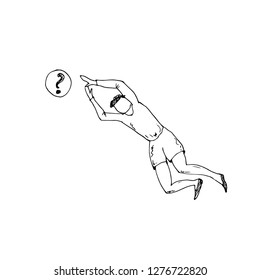 Man who reaches the goal. Vector illustration.