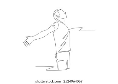 A man who is relaxing. Wellbeing concept one-line drawing