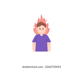 a man who was running out of patience and very angry. overflowing male emotions. burning emotions. people who are easily emotional or temperamental. character concept illustration design. vector 