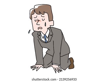 A man who is severely depressed, a comical handwritten person, a vector, a line drawing and a color
