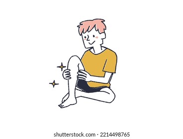 A man who shaved his legs Illustration of a man who cares about his beauty