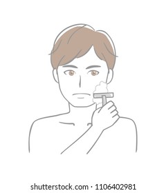 A man who is shaving