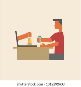 The man who are shopping online.