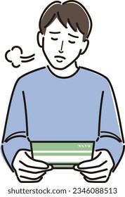 A man who sighs when he sees his passbook