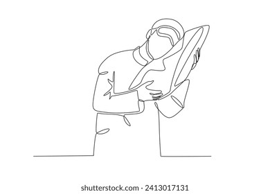 A man who sleeps soundly. World sleep day one-line drawing