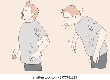 A man who sneezed carelessly without covering his mouth. Hand drawn style vector design illustrations. 