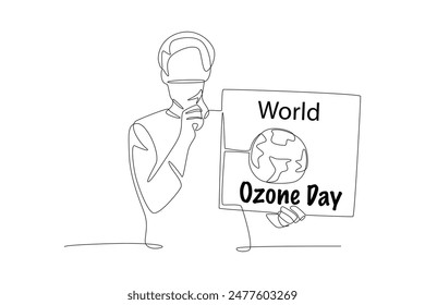 The man who spoke about World Ozone Day. World ozone day concept one-line drawing