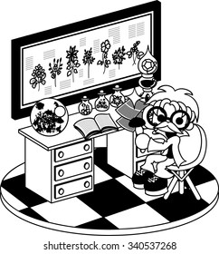 The man who studies about plants. There are a lot of specimen and books of the plant.