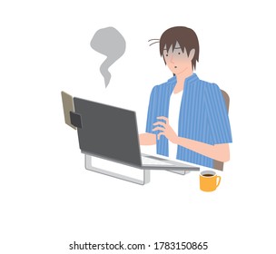 man who is stunned by telecommute and computer crash