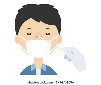 A man who tests for PCR. Sample collection.A man who checks for viruses.