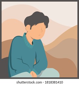 a man who is thinking about something, staring blankly, with an abstract background.