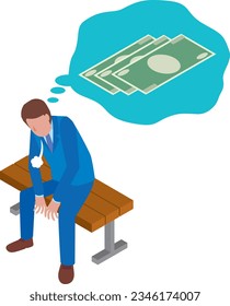 A man who thinks about money and sighs