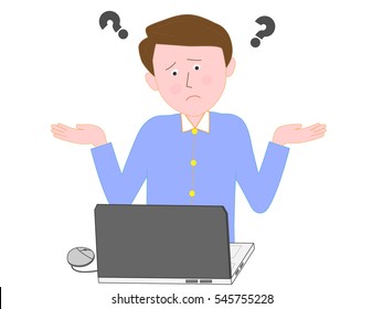 The man who is troubled with computer.