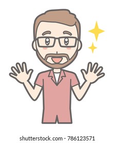 A man who is wearing eyeglasses and growing a beard is impressed