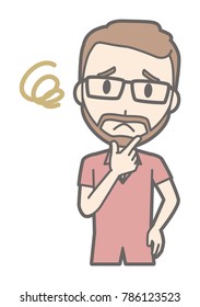 A man who is wearing eyeglasses and has a mustache is in trouble