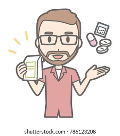 A man who wears eyeglasses and has a beard explains about medicine