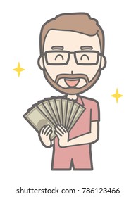 A man who wore glasses and grew beard had a bundle