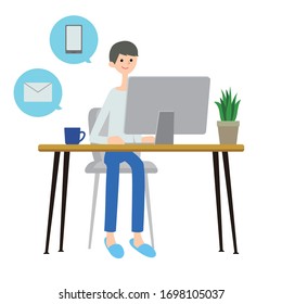 A man who works with a company while staying at home