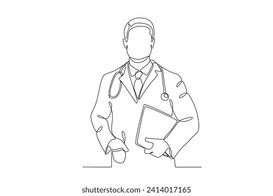 A man who works as a doctor. National doctors day one-line drawing