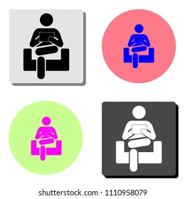 man who works on a computer. simple flat vector icon illustration on four different color backgrounds
