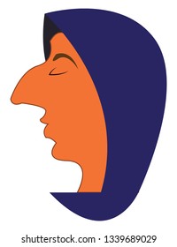 A man whose eyes are closed and is wearing a purple hoodie vector color drawing or illustration