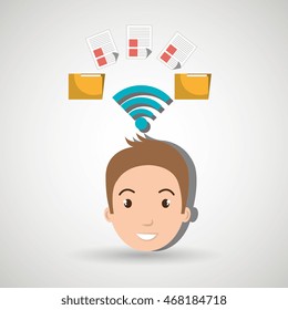 man wifi file document vector illustration graphic