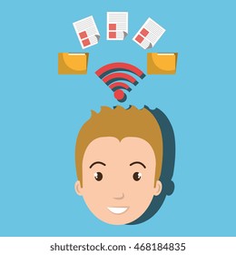 man wifi file document vector illustration graphic