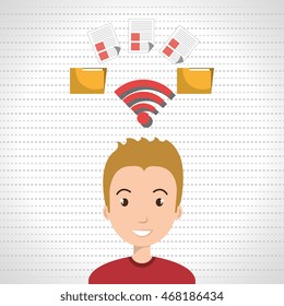 man wifi file document vector illustration graphic