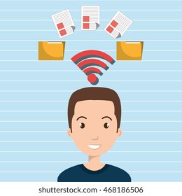 man wifi file document vector illustration graphic