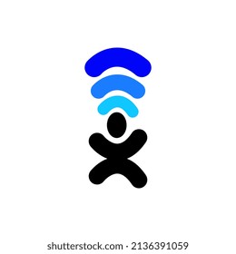 man wifi people simple flat logo