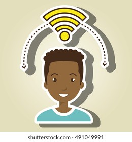 man wifi web internet connected