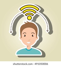 man wifi web internet connected