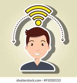 man wifi web internet connected