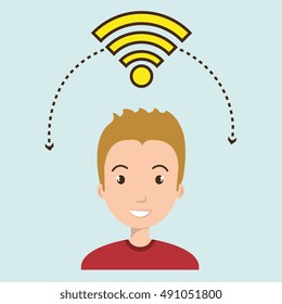 man wifi web internet connected