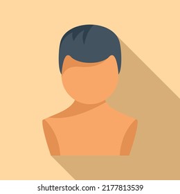 Man wig icon flat vector. Style hair. Head fashion