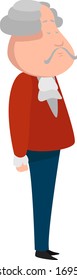 Man with a wig, illustration, vector on white background
