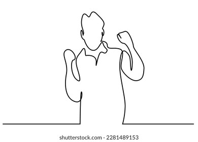 hombre ganar alegría en línea de arte