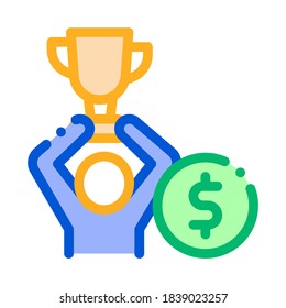 Man Win Prize Betting And Gambling Icon Vector Thin Line. Contour Illustration